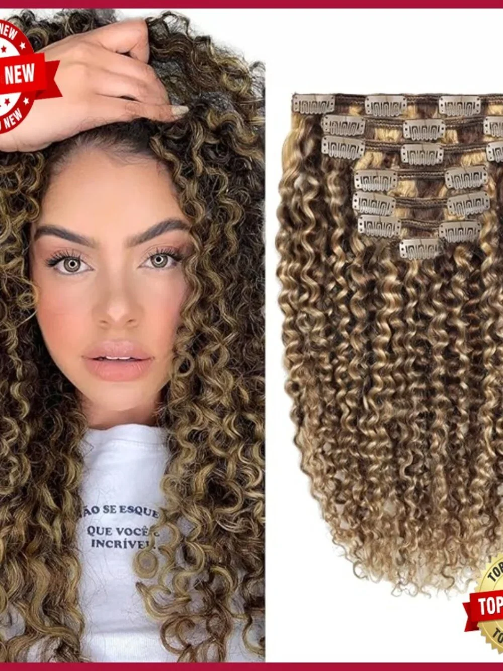 Jerry Curly Clip-In Human Hair Extensions 20 Inch 120g 7 Pieces
